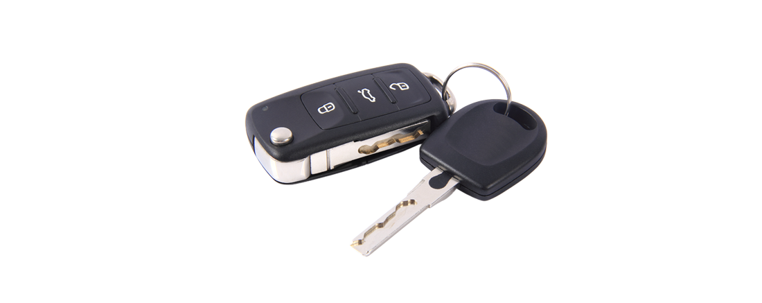 A photo of a set of car keys against a plain white background.